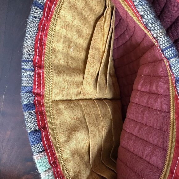 Quilted Boho Cosmetic Bag Small Cotton Bohemian Colorful Zipper - Picture 5 of 5